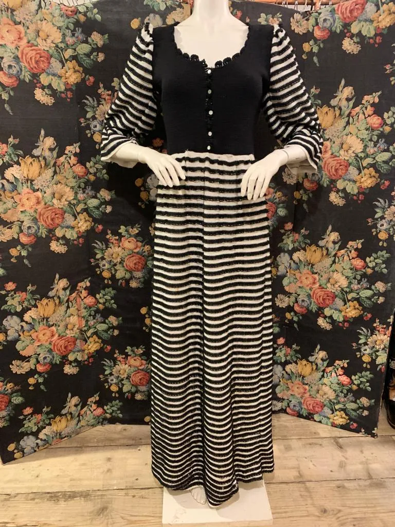 1960s Stripey Knitted Maxi Dress