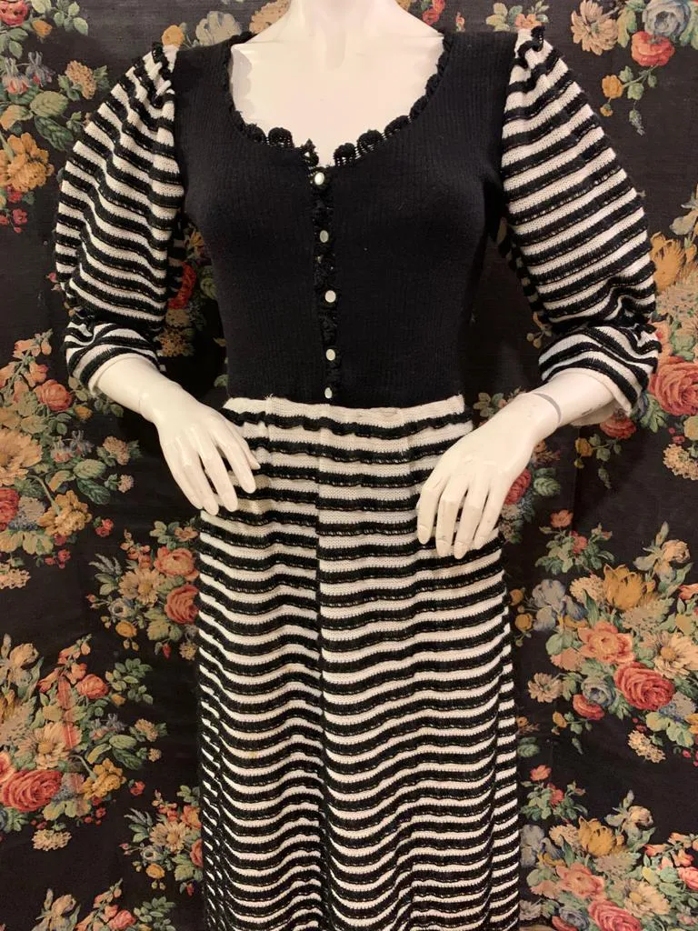 1960s Stripey Knitted Maxi Dress