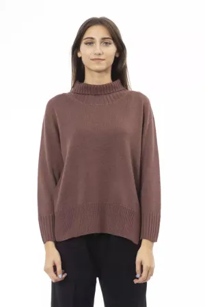 Alpha Studio Brown Merino Wool Women Sweater