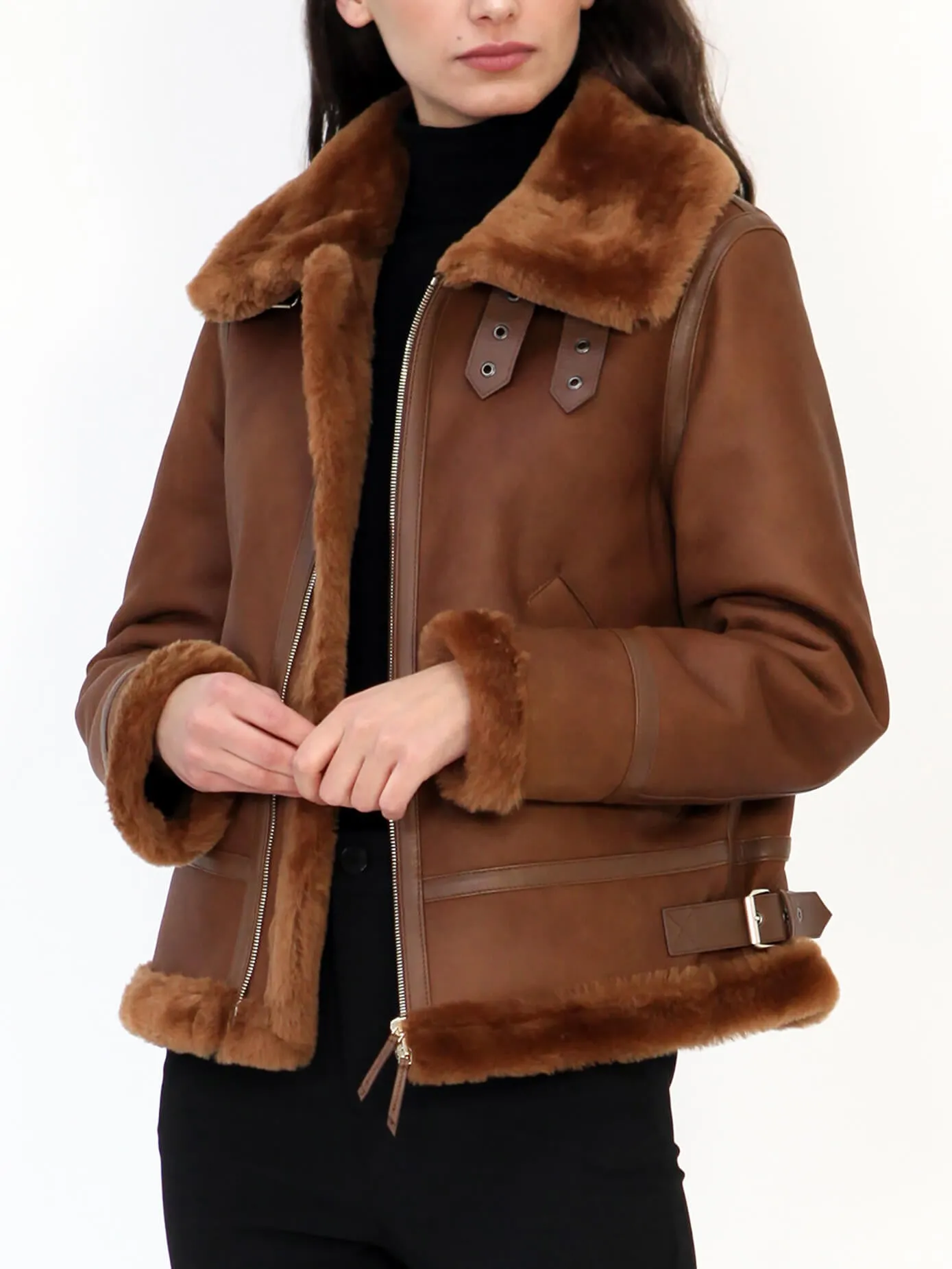 Angela Italian Merino Shearling Sheepskin Bomber Jacket