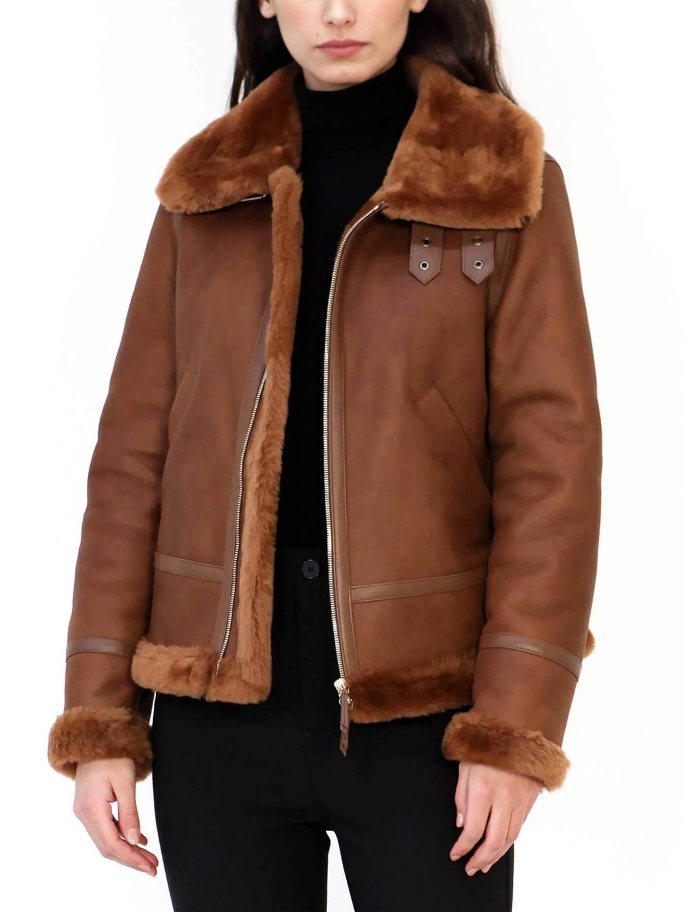 Angela Italian Merino Shearling Sheepskin Bomber Jacket