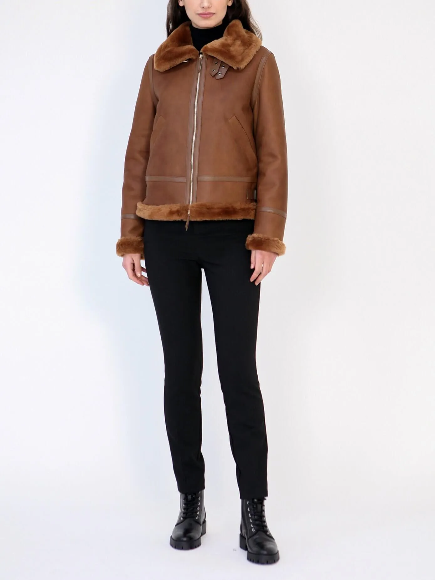 Angela Italian Merino Shearling Sheepskin Bomber Jacket