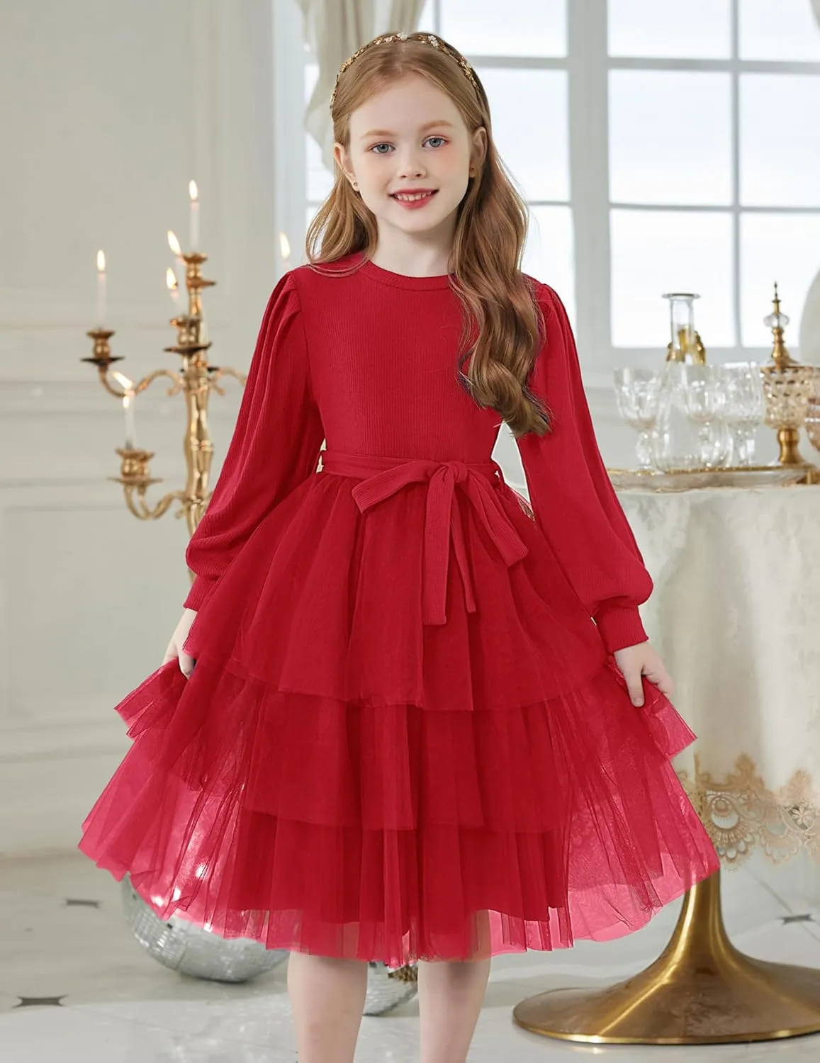 Arshiner Toddler Sweater Dress Little Girls Tutu Fall Winter Puff Tulle Dresses