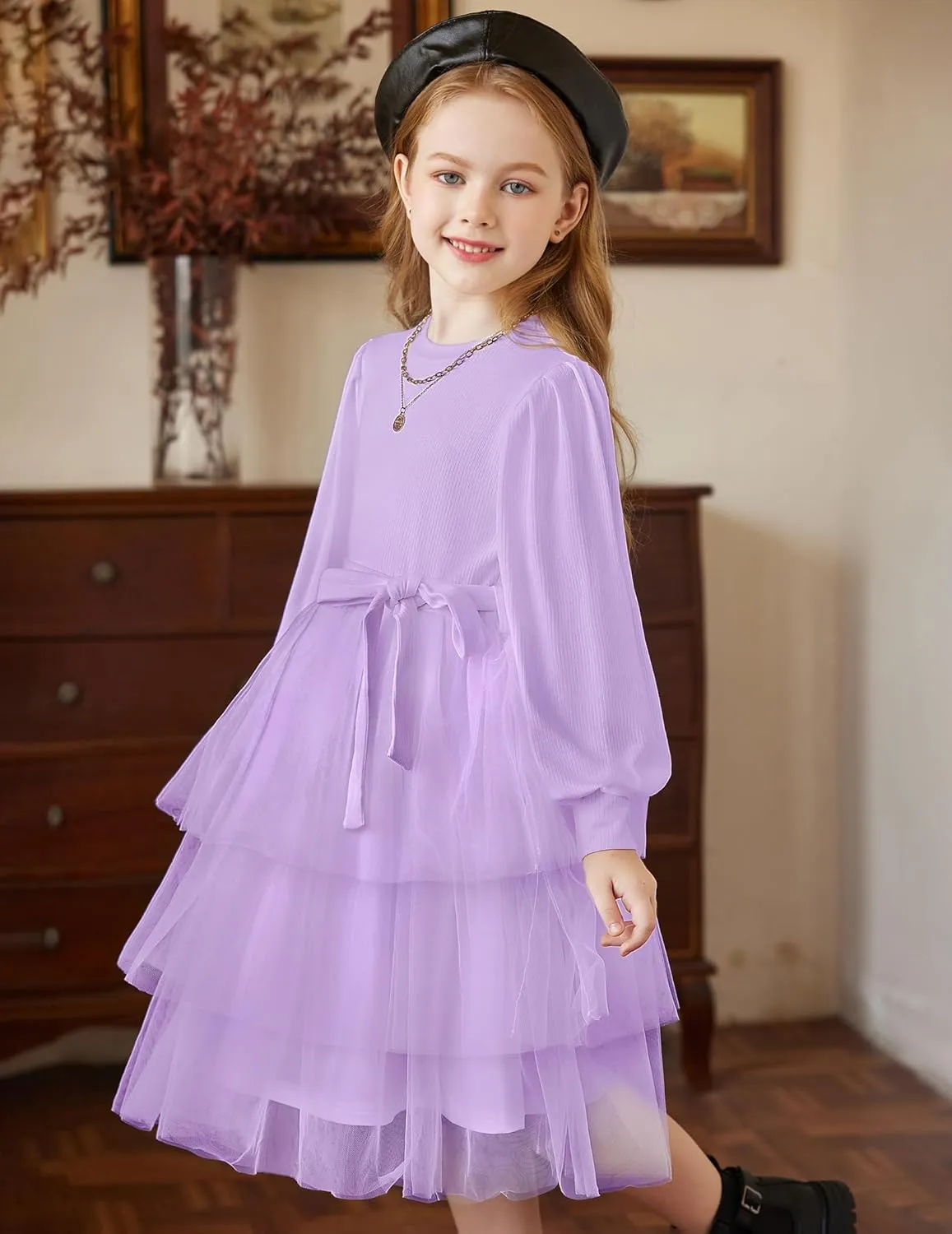 Arshiner Toddler Sweater Dress Little Girls Tutu Fall Winter Puff Tulle Dresses