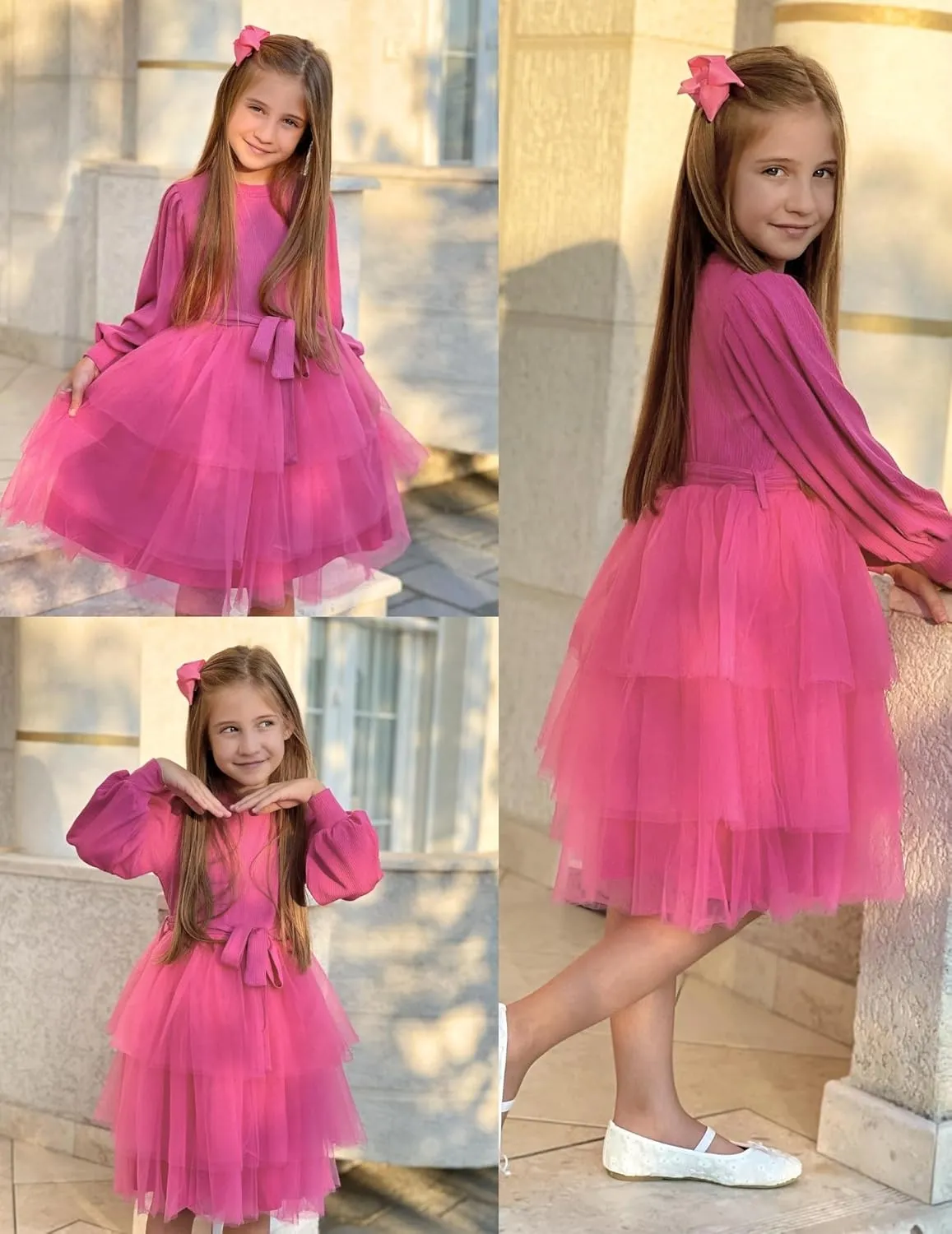 Arshiner Toddler Sweater Dress Little Girls Tutu Fall Winter Puff Tulle Dresses