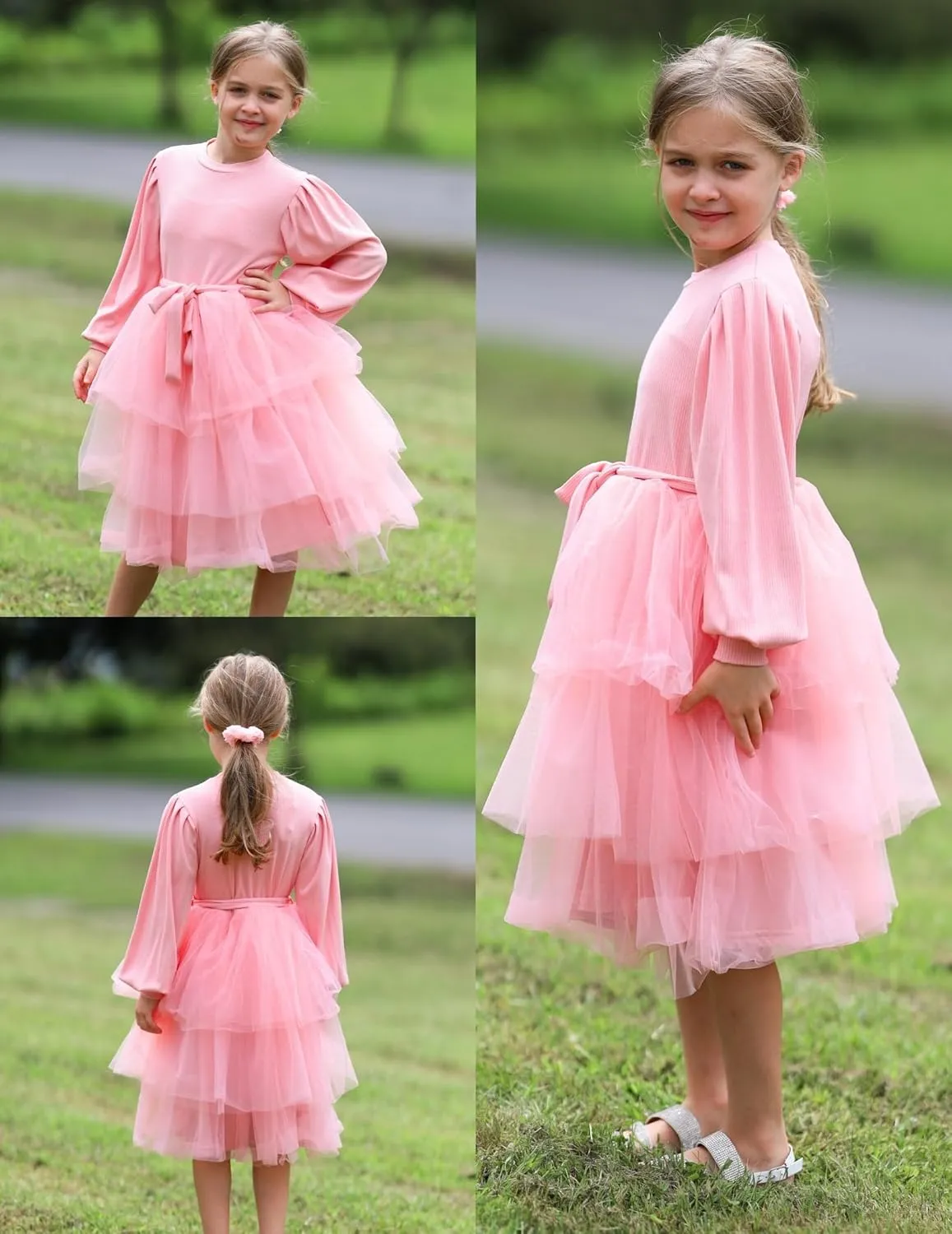 Arshiner Toddler Sweater Dress Little Girls Tutu Fall Winter Puff Tulle Dresses