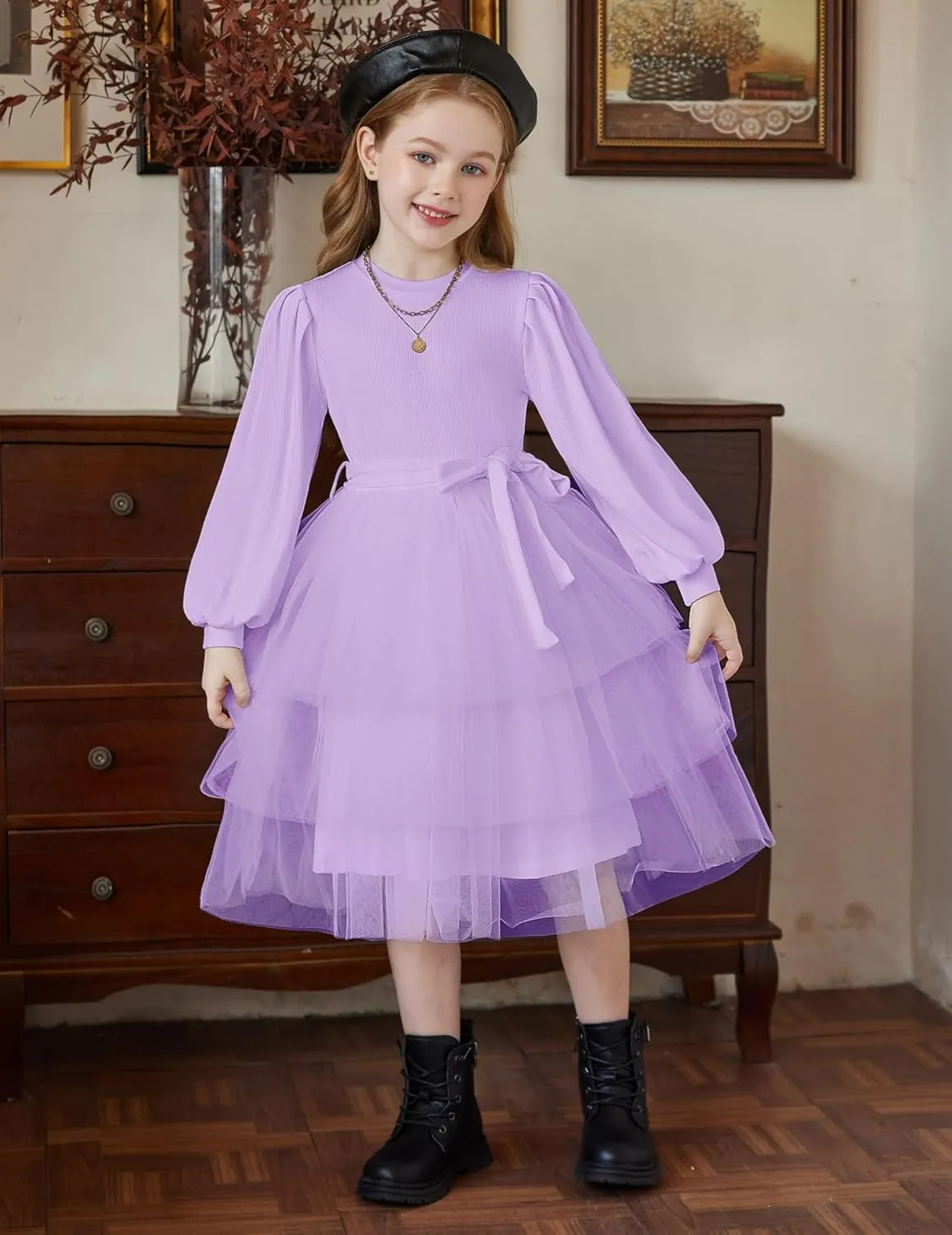 Arshiner Toddler Sweater Dress Little Girls Tutu Fall Winter Puff Tulle Dresses