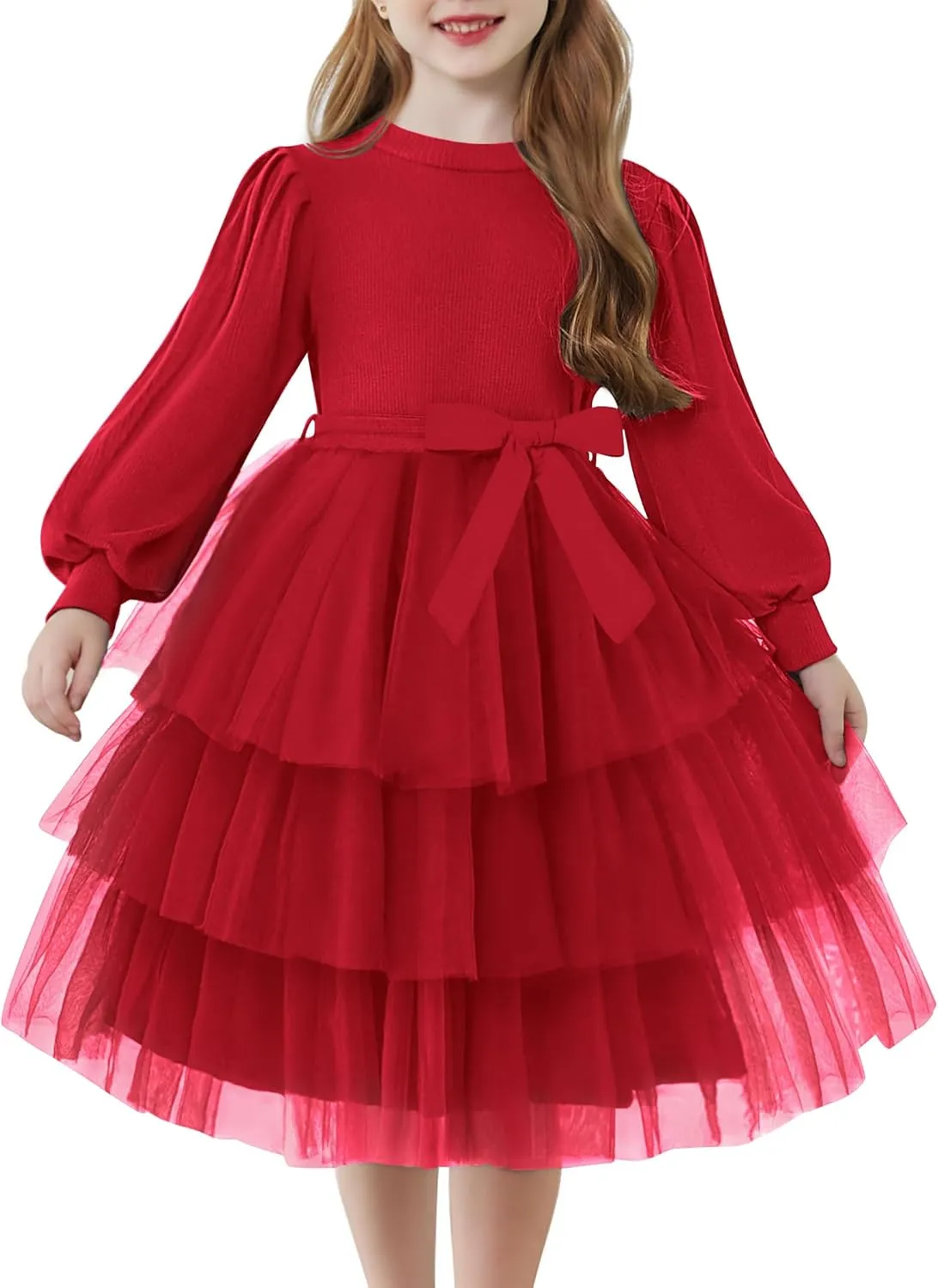 Arshiner Toddler Sweater Dress Little Girls Tutu Fall Winter Puff Tulle Dresses