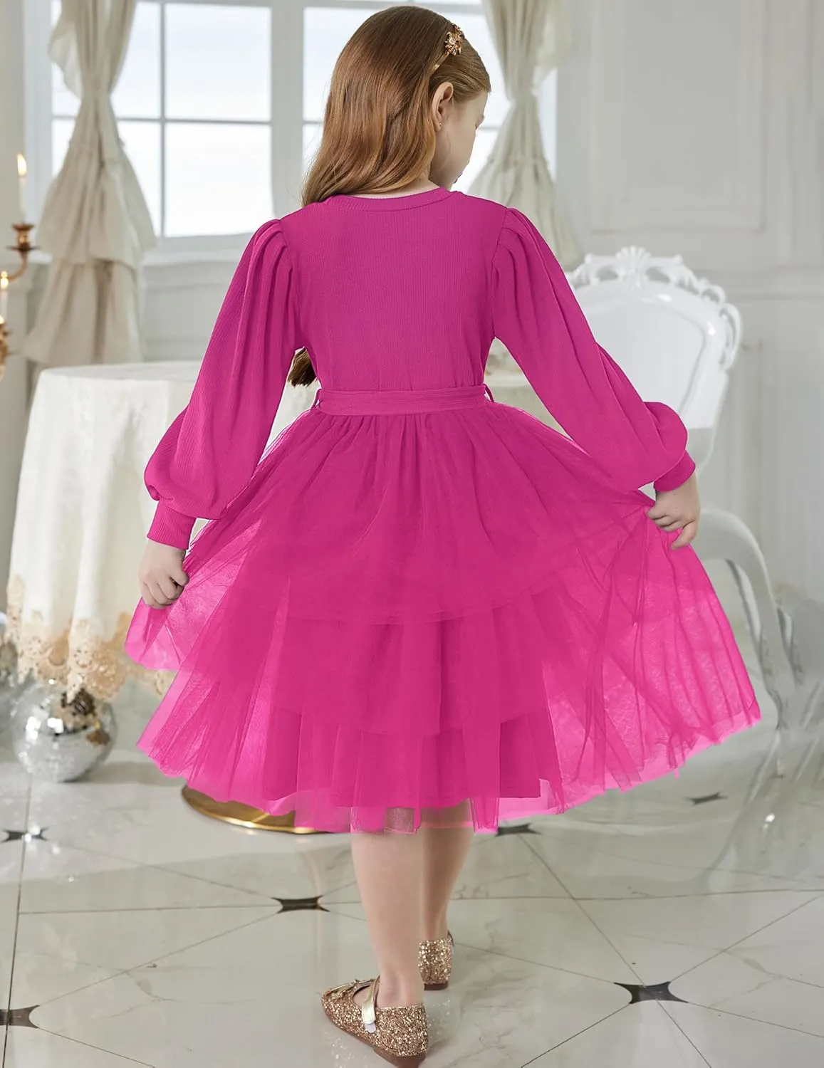 Arshiner Toddler Sweater Dress Little Girls Tutu Fall Winter Puff Tulle Dresses