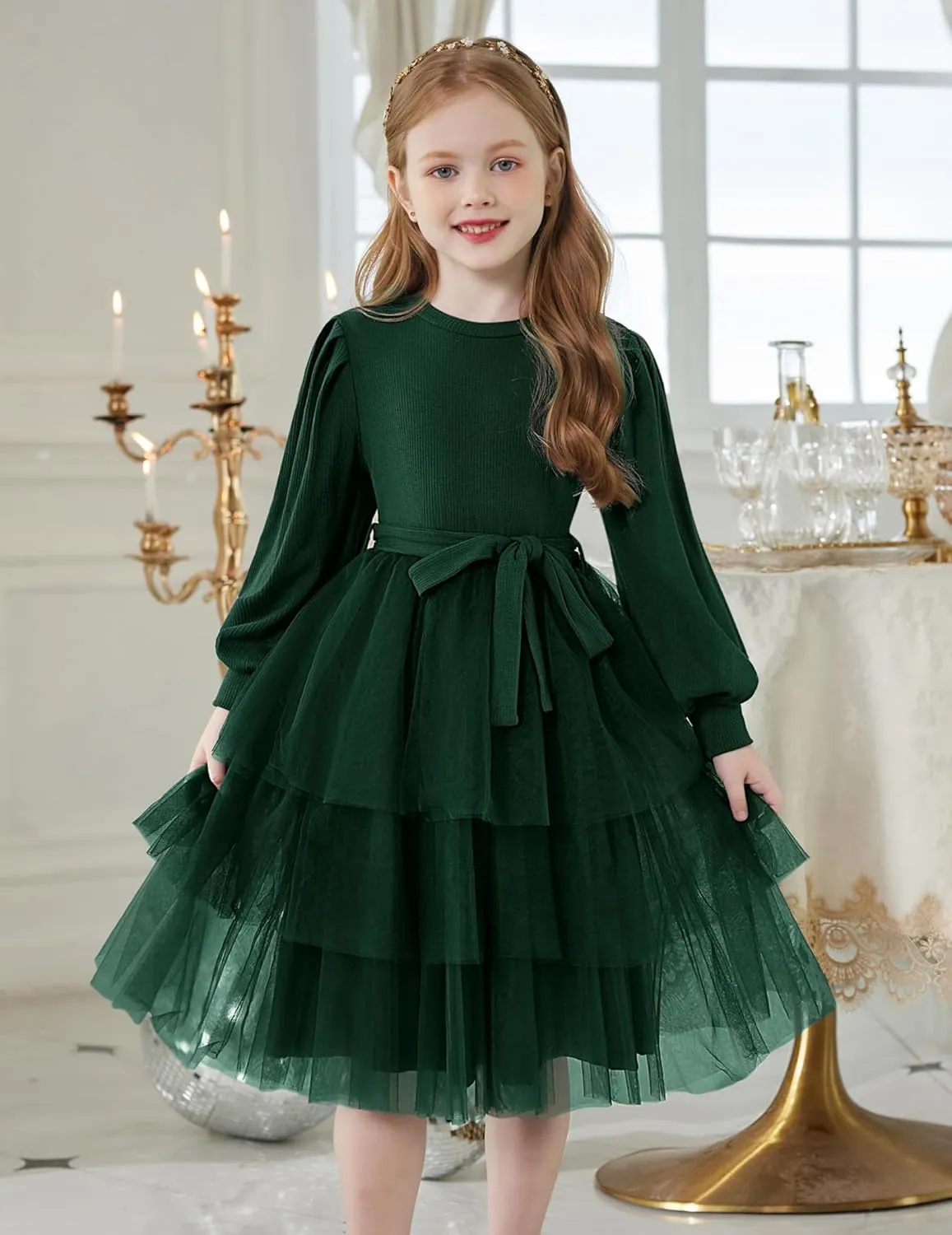 Arshiner Toddler Sweater Dress Little Girls Tutu Fall Winter Puff Tulle Dresses