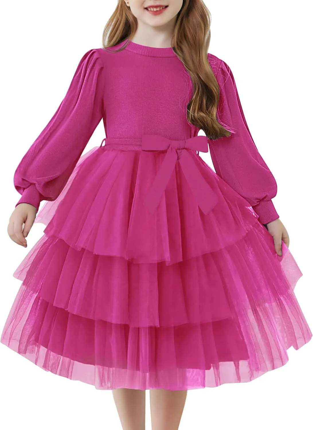 Arshiner Toddler Sweater Dress Little Girls Tutu Fall Winter Puff Tulle Dresses