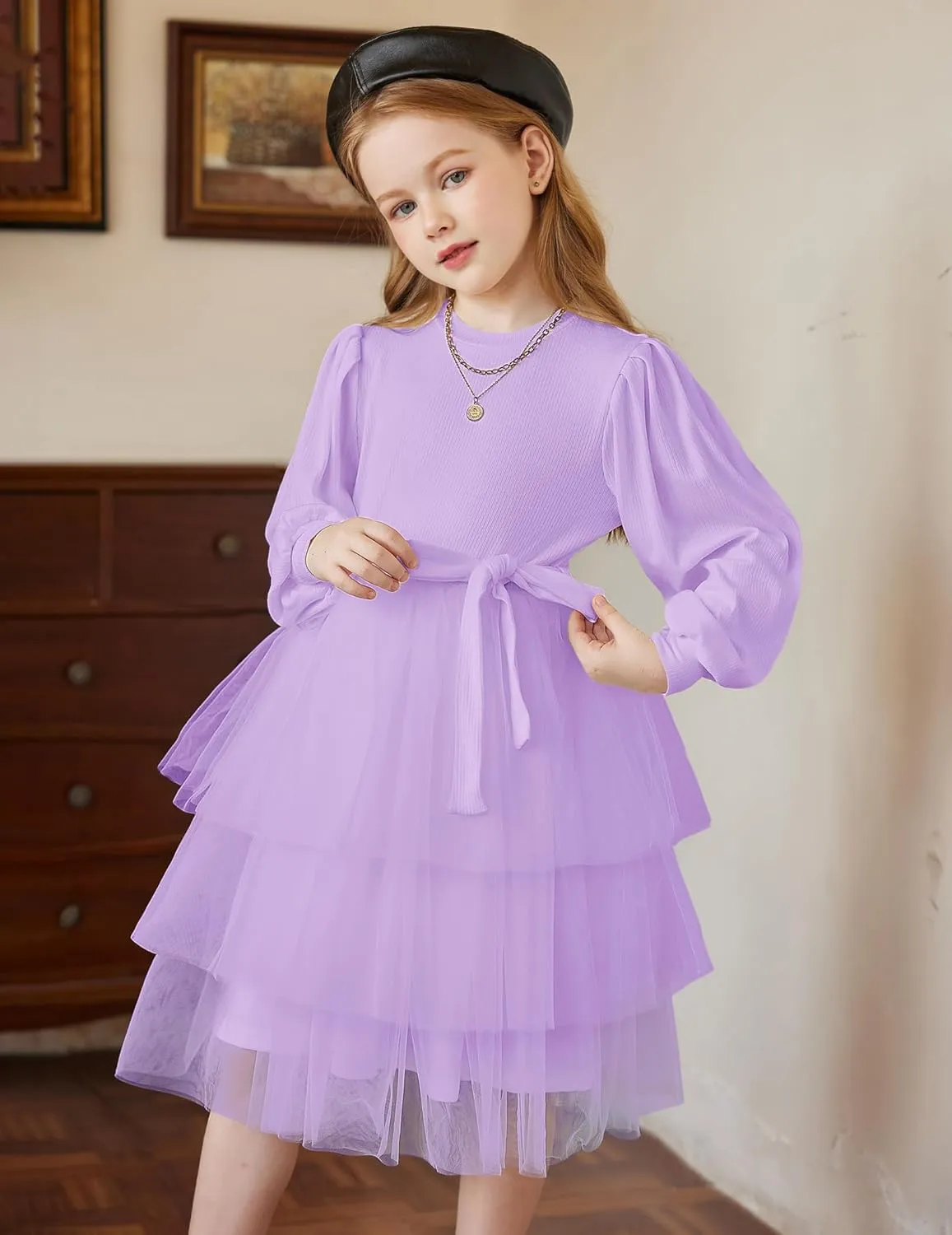 Arshiner Toddler Sweater Dress Little Girls Tutu Fall Winter Puff Tulle Dresses