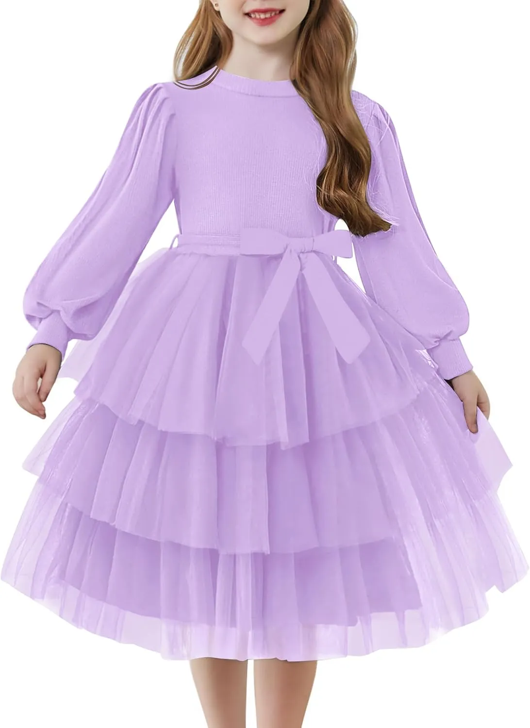 Arshiner Toddler Sweater Dress Little Girls Tutu Fall Winter Puff Tulle Dresses