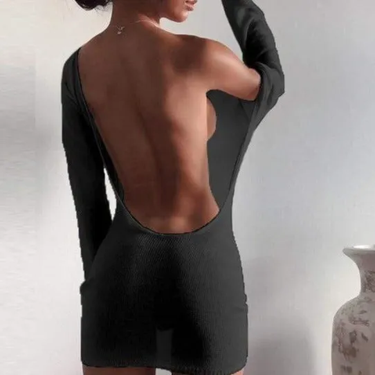 Bare Back See Through Knitted Dress