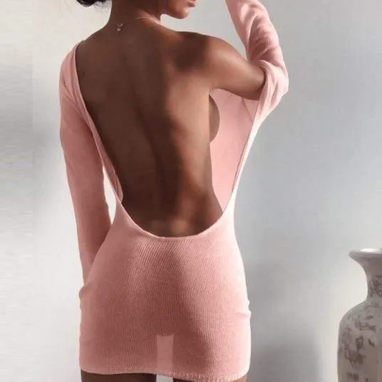 Bare Back See Through Knitted Dress