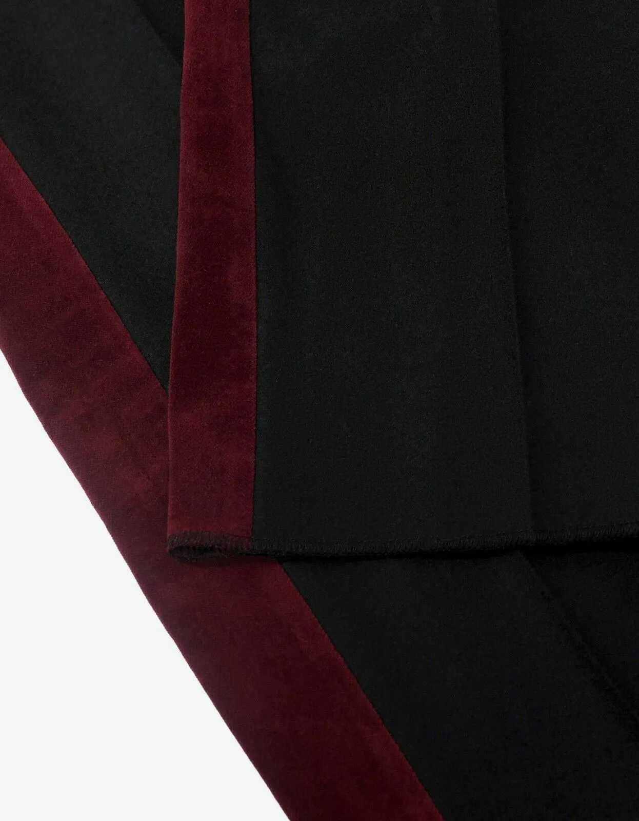 Black Wool Trousers with Burgundy Trim