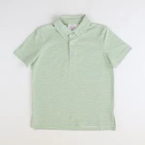 Boys Signature S/S Knit Polo - Sage Green & White Thin Stripe