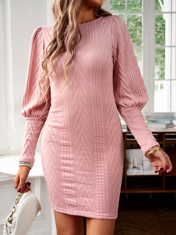 Casual Chic: Women's Knitted Bodycon Long Sleeve Mini Dress