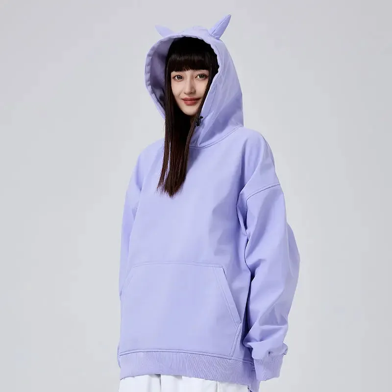 Cute Ski & Snowboard Hoodie Cute Solid Color Pullover