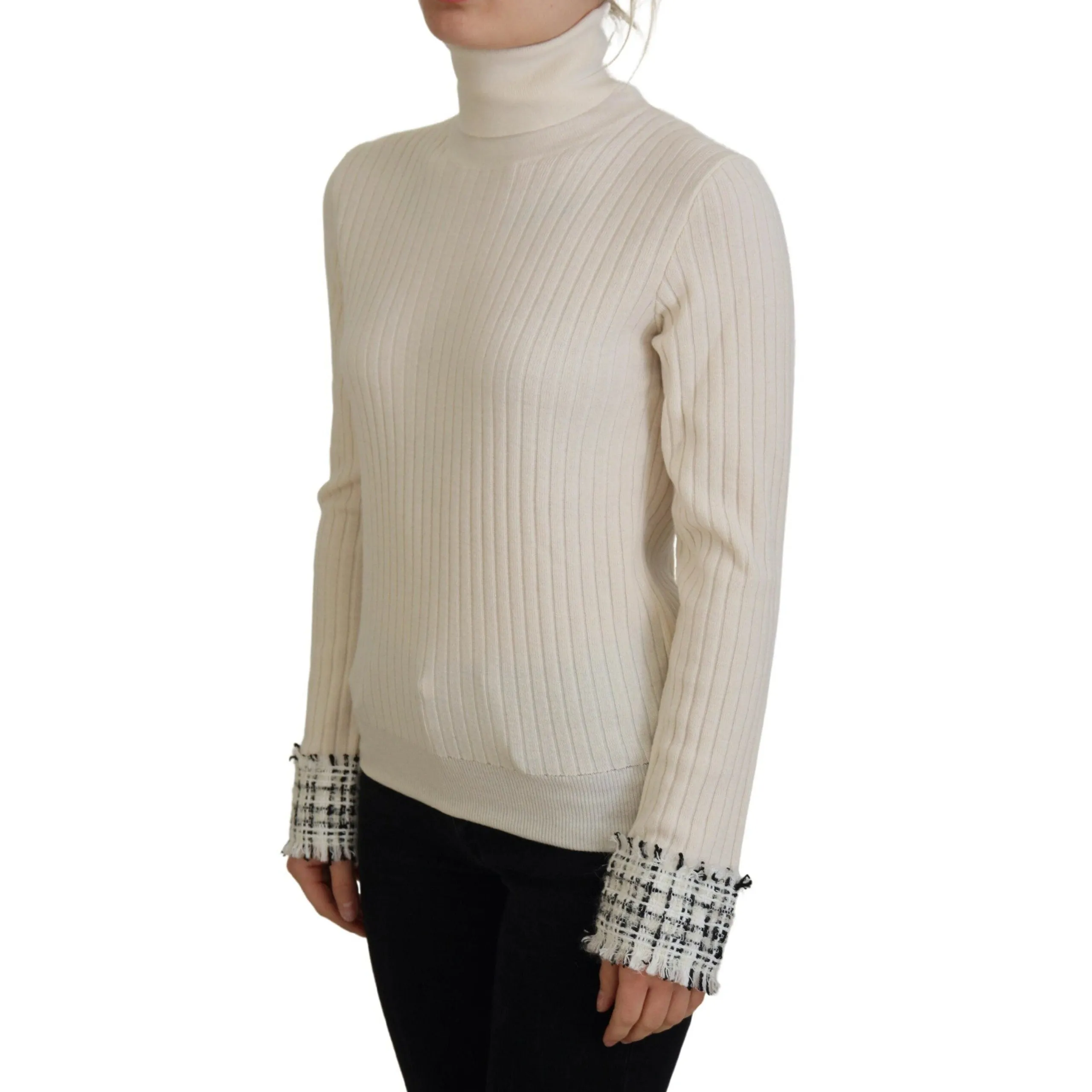 Dolce & Gabbana Ivory Turtleneck Wool Blend Sweater