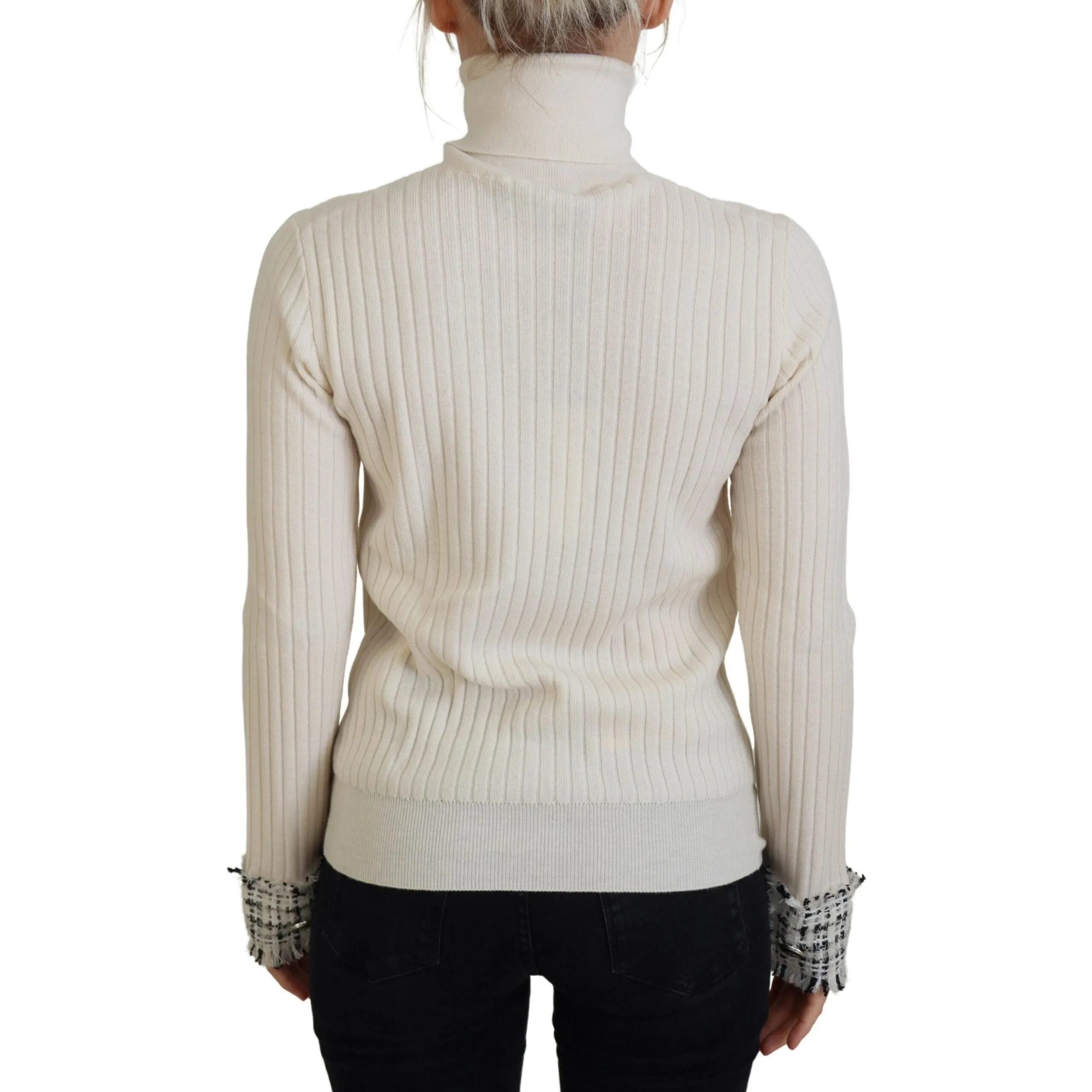 Dolce & Gabbana Ivory Turtleneck Wool Blend Sweater