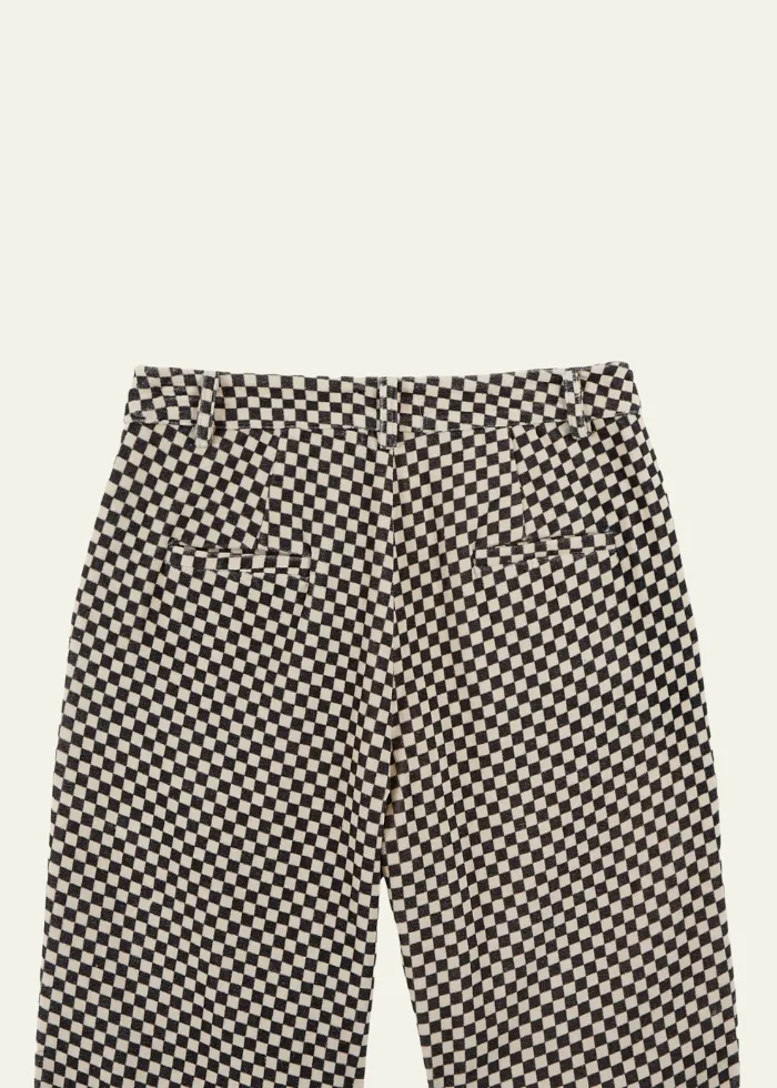 Emile et Ida Black and White Checkerboard Velvet Trousers