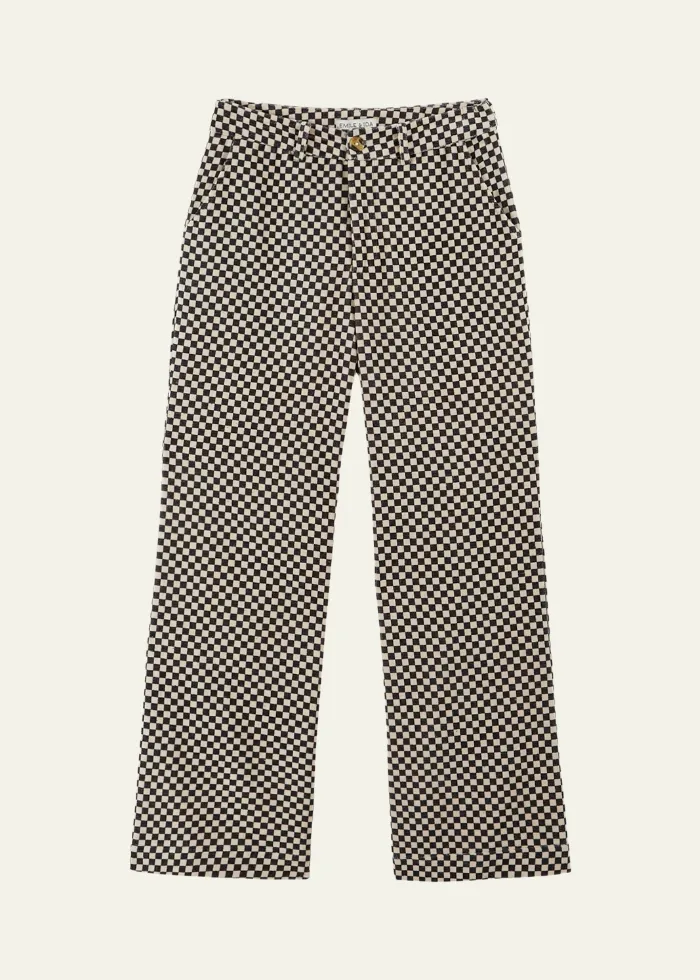 Emile et Ida Black and White Checkerboard Velvet Trousers