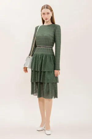 Emmeline A-line Layered Knitted Fabric Knee-length Dress