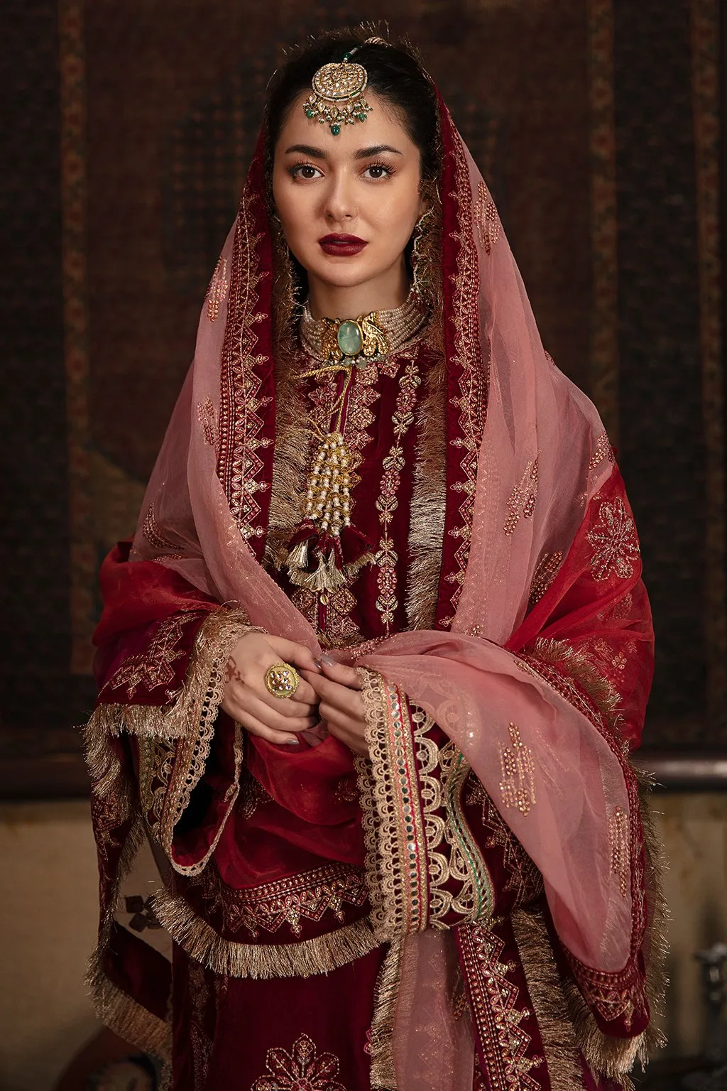 Fancy Velvet Pakistani Dress in Magenta Shade #PF297