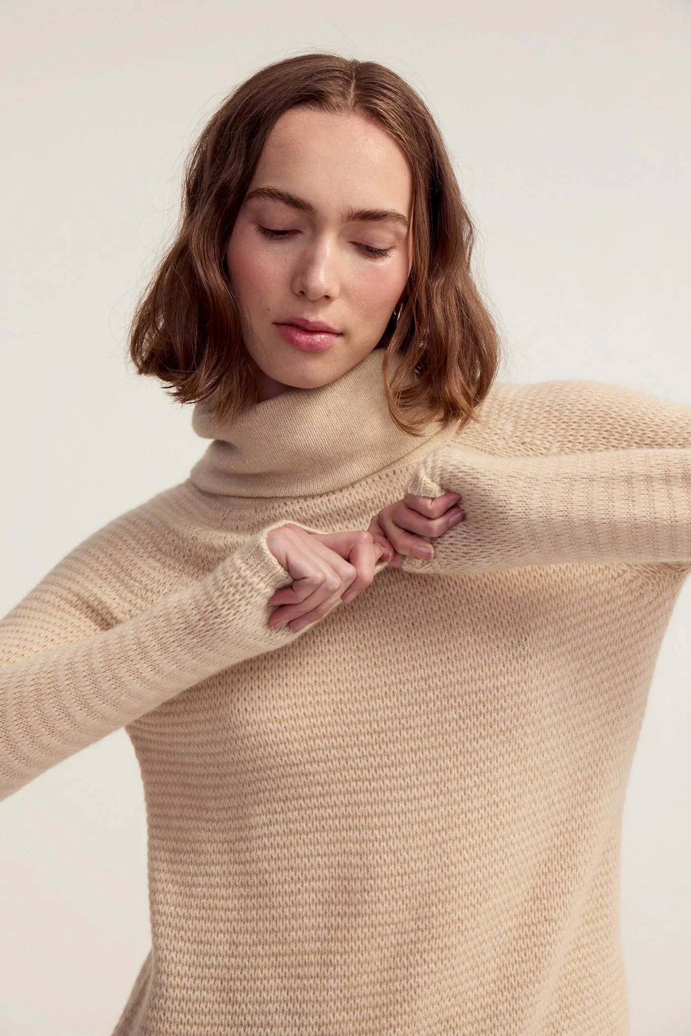 Funnel Neck Sweater - Beige