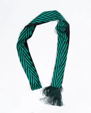 FW17 Green Black Striped Silk Scarf