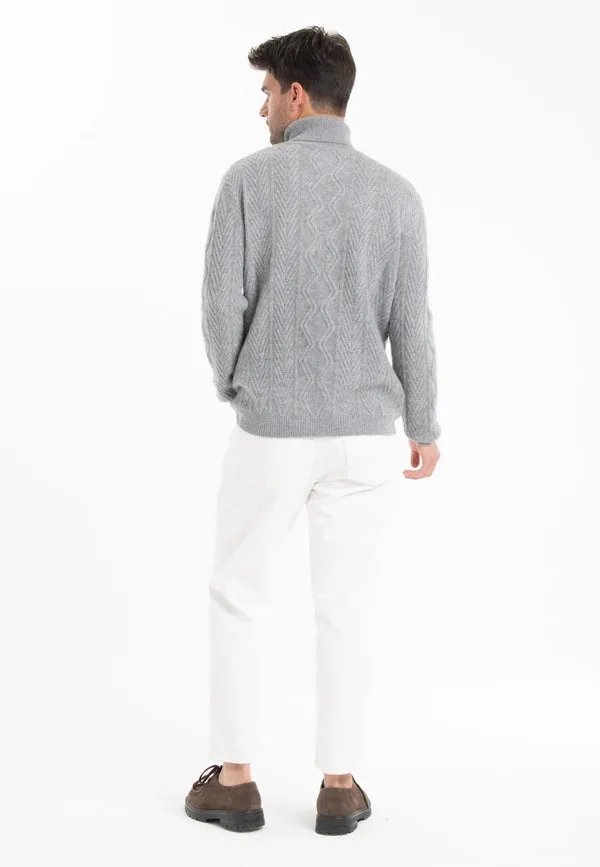 Gabi 3 Light Grey 4-Thread Cashmere Turtleneck Sweater