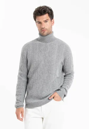 Gabi 3 Light Grey 4-Thread Cashmere Turtleneck Sweater