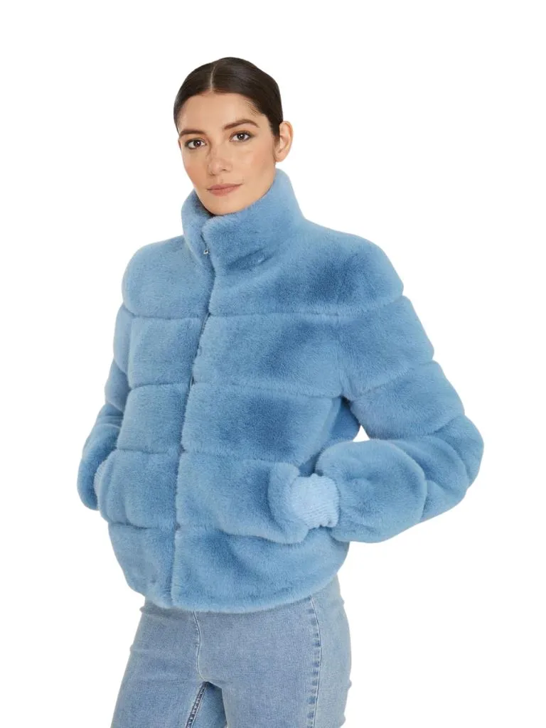 Generation Love Jodi Faux Fur Jacket - Denim Blue