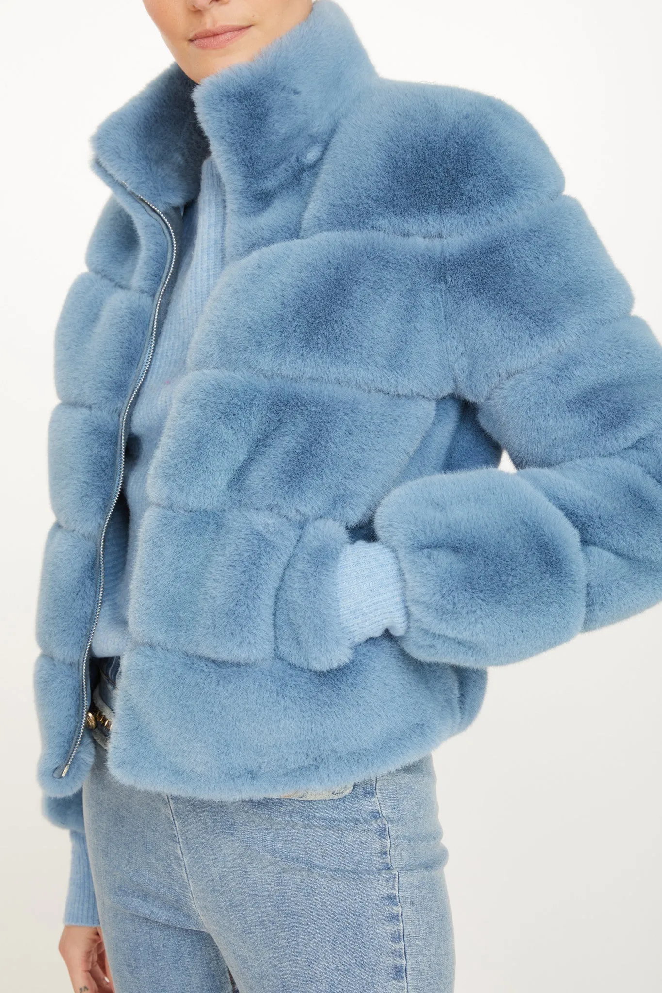 Generation Love Jodi Faux Fur Jacket - Denim Blue