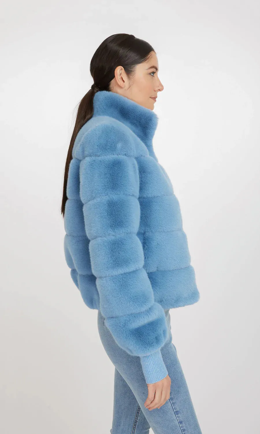 Generation Love Jodi Faux Fur Jacket - Denim Blue