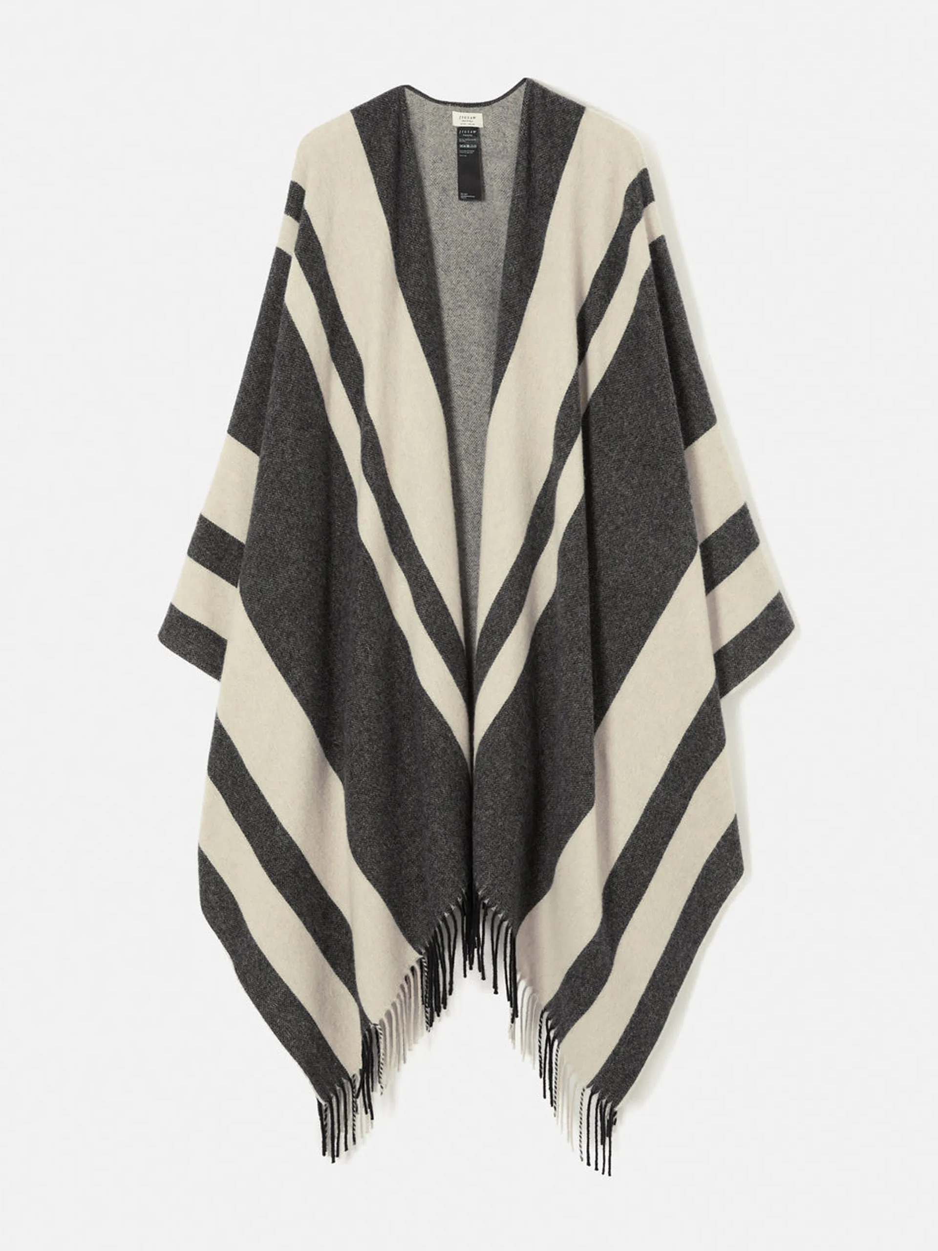 Grey striped wool blend cape