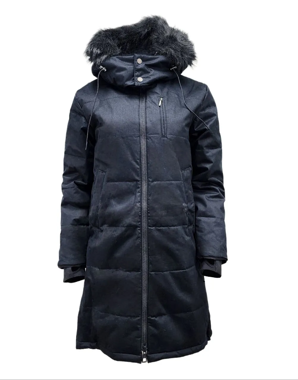 HoodLamb Women's Black Nordic Hemp Warm Vegan Puffer Coat 420 NWT