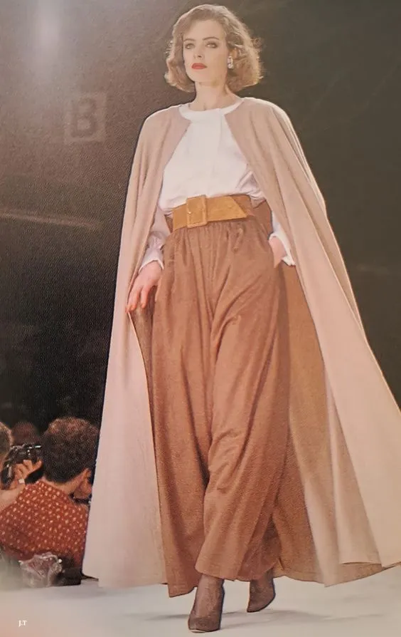 Iconic Fall 1988 Yves Saint Laurent Runway Chic & Minimalist Feeling Taupe Full Length Wool Cape