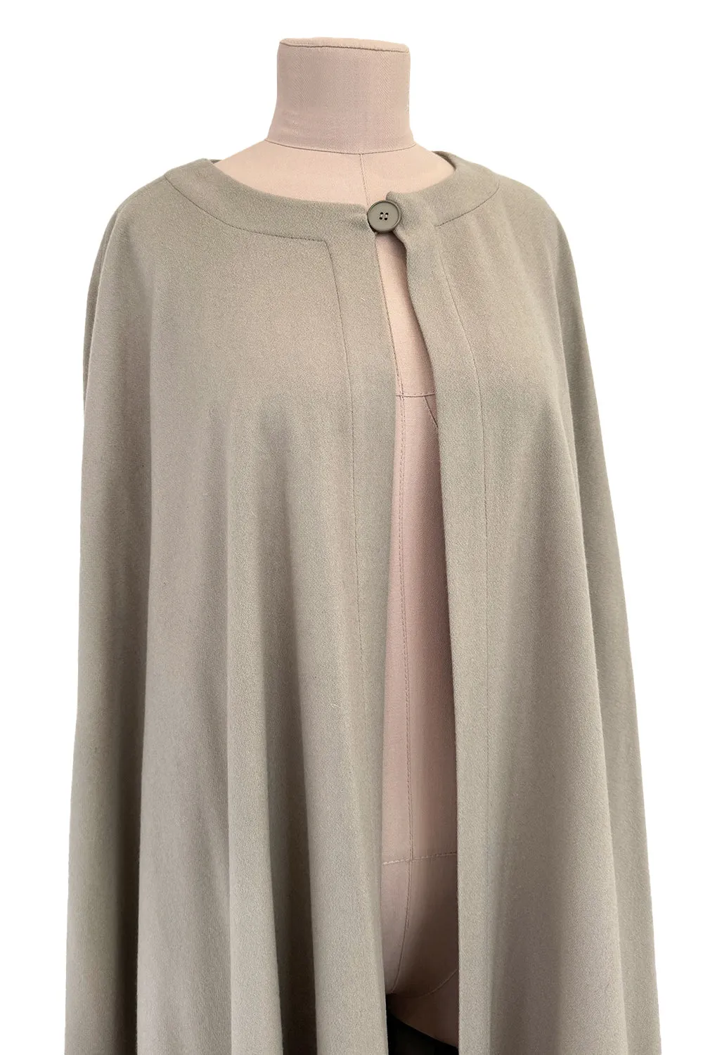 Iconic Fall 1988 Yves Saint Laurent Runway Chic & Minimalist Feeling Taupe Full Length Wool Cape