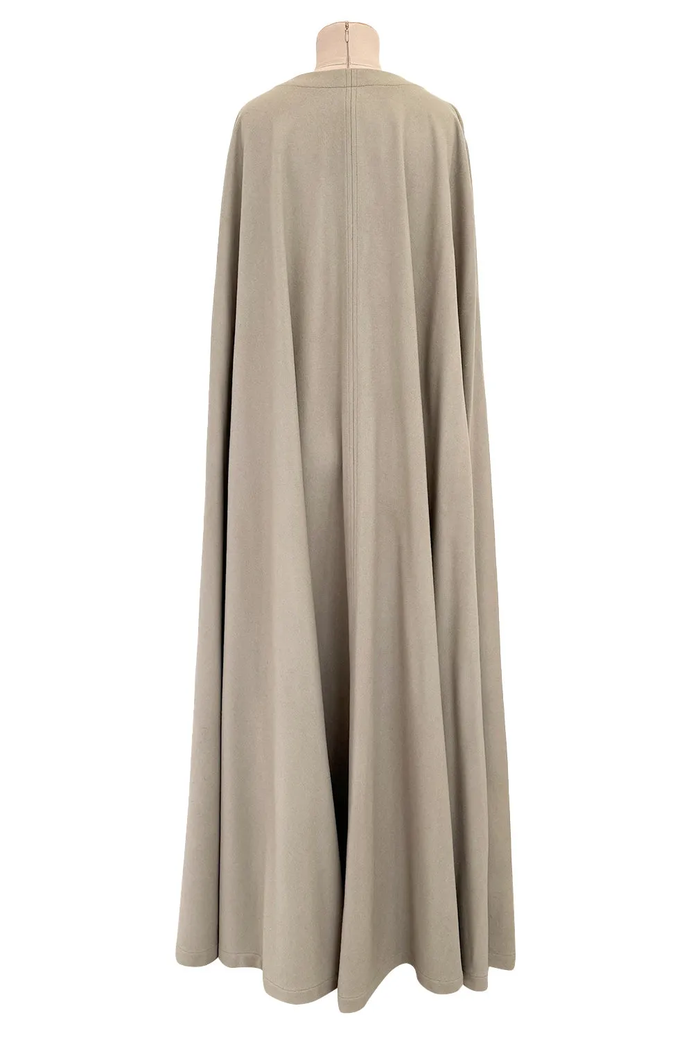 Iconic Fall 1988 Yves Saint Laurent Runway Chic & Minimalist Feeling Taupe Full Length Wool Cape