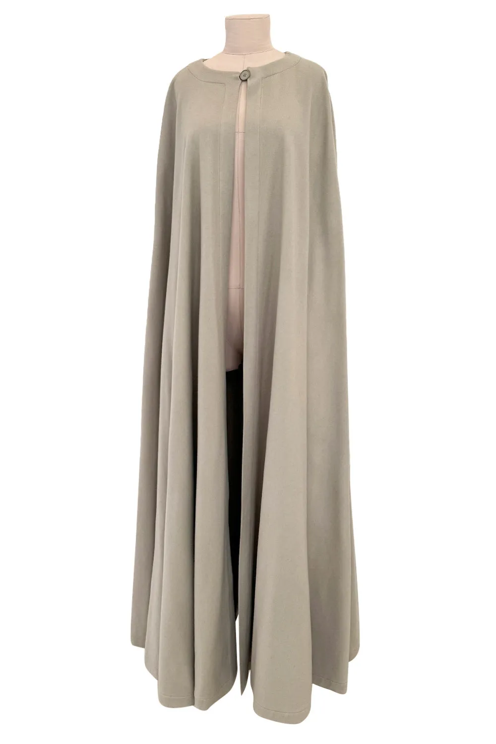 Iconic Fall 1988 Yves Saint Laurent Runway Chic & Minimalist Feeling Taupe Full Length Wool Cape