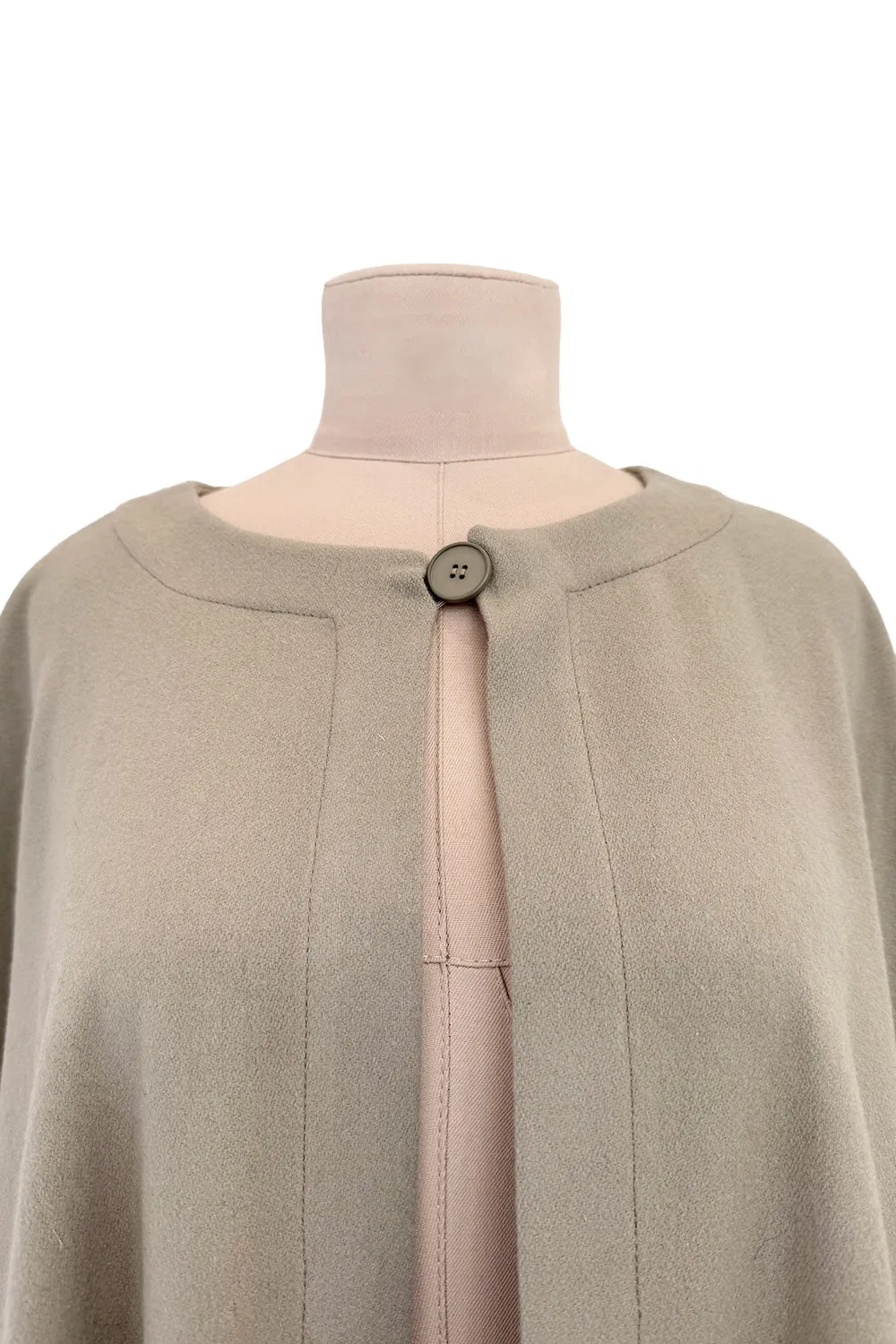 Iconic Fall 1988 Yves Saint Laurent Runway Chic & Minimalist Feeling Taupe Full Length Wool Cape