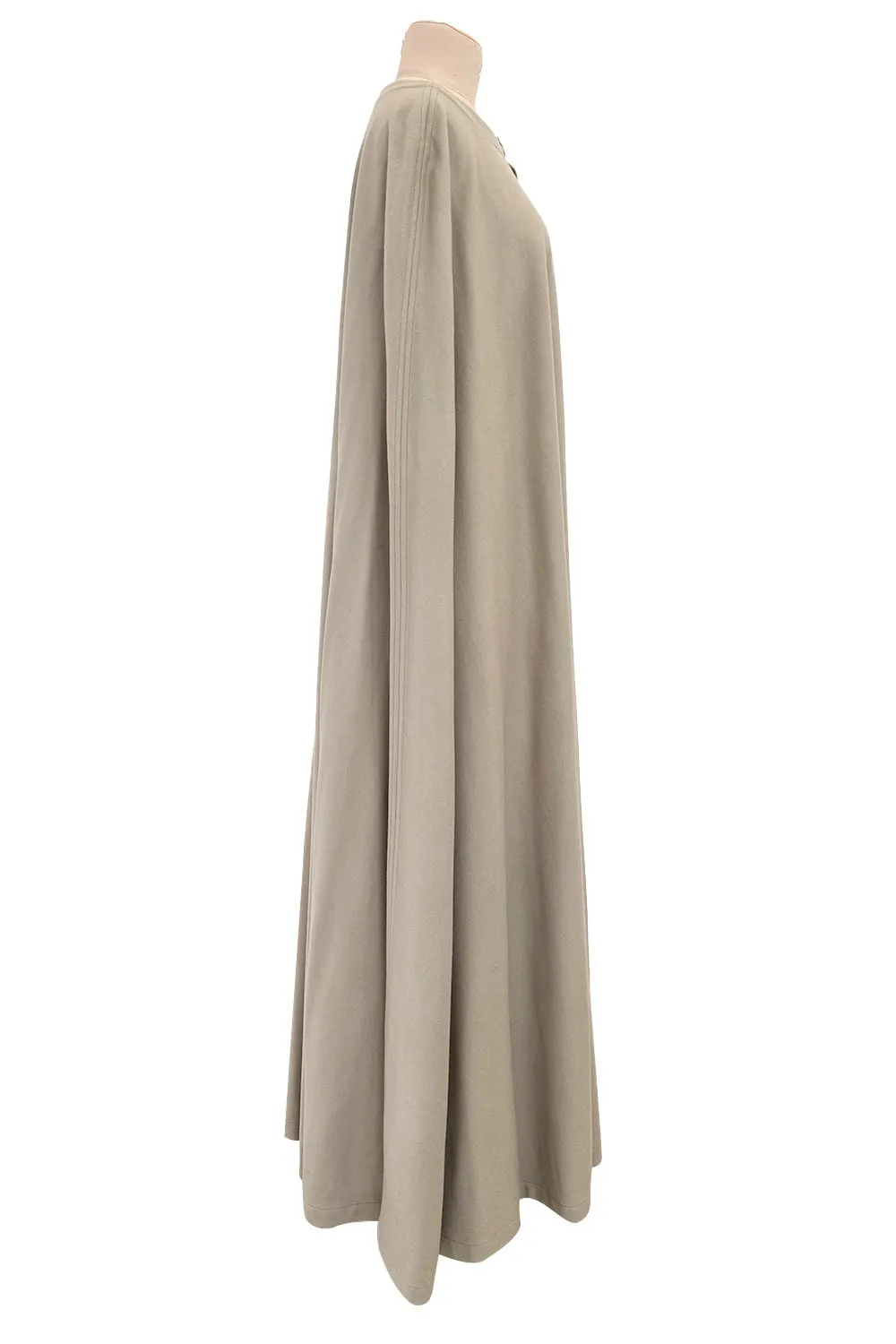 Iconic Fall 1988 Yves Saint Laurent Runway Chic & Minimalist Feeling Taupe Full Length Wool Cape