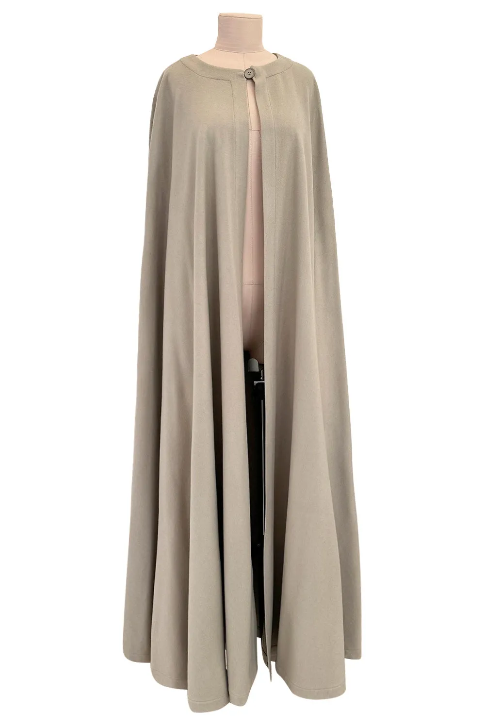 Iconic Fall 1988 Yves Saint Laurent Runway Chic & Minimalist Feeling Taupe Full Length Wool Cape