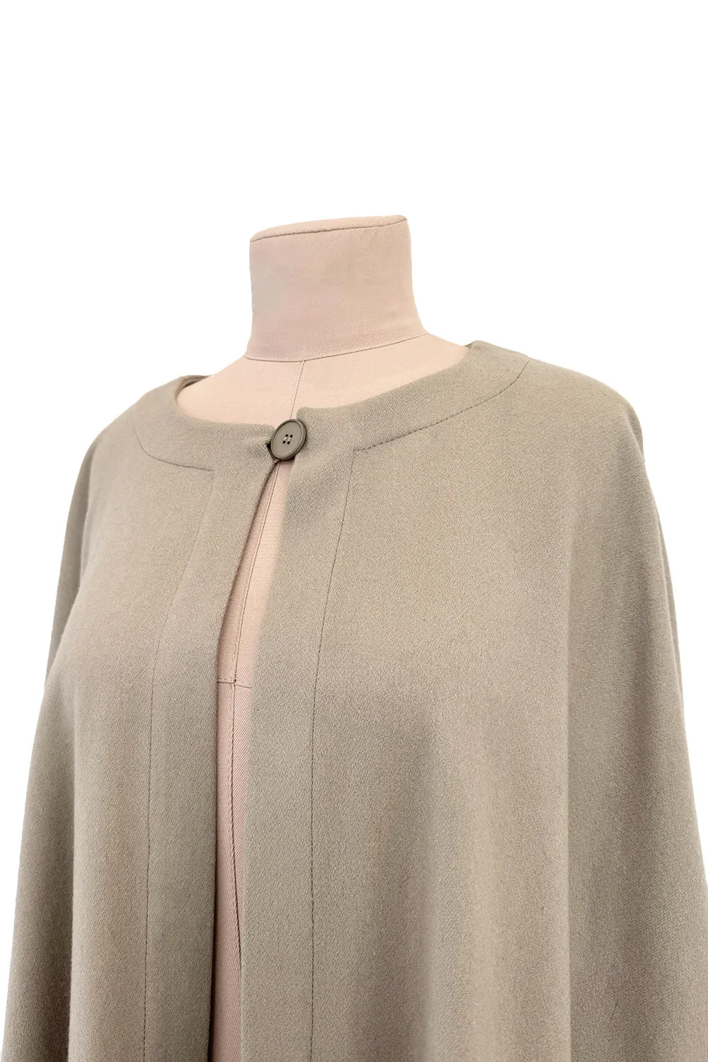 Iconic Fall 1988 Yves Saint Laurent Runway Chic & Minimalist Feeling Taupe Full Length Wool Cape