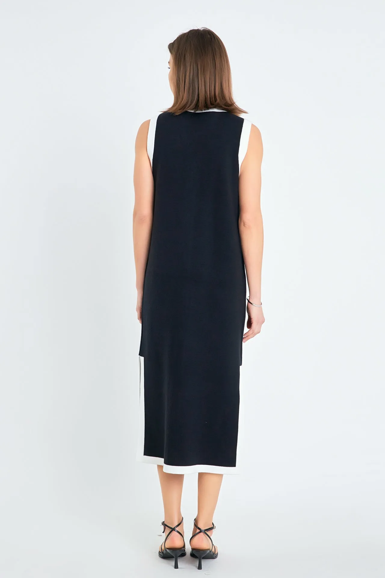 Knit Midi Dress With Ribbon Tie