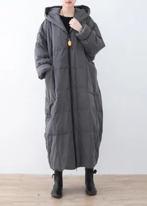 Limited Stock-Gray Warm Down Coat Plus Size Parka thick Hooded Maxi Cardigan