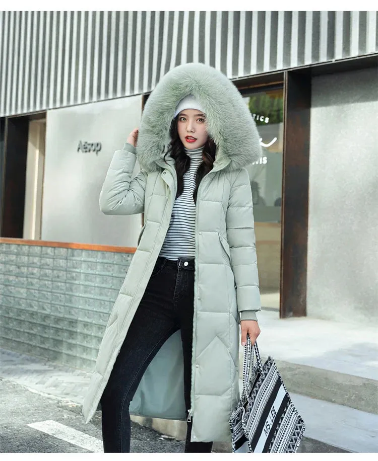 Long Winter Puffer Thicken Warm Hooded Cotton-Padded Jacket Coat