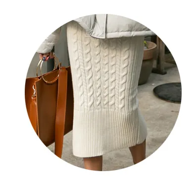 Luexco High Neck Knitted Dress Long Sleeve